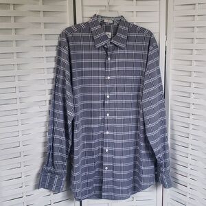 Peter Millar gray plaid mens button down shirt L